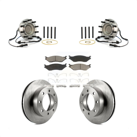 Hub Bearing Brake Rotor Pads Front Kit For 2005-2009 Ford F-450 Super Duty 4 X 2