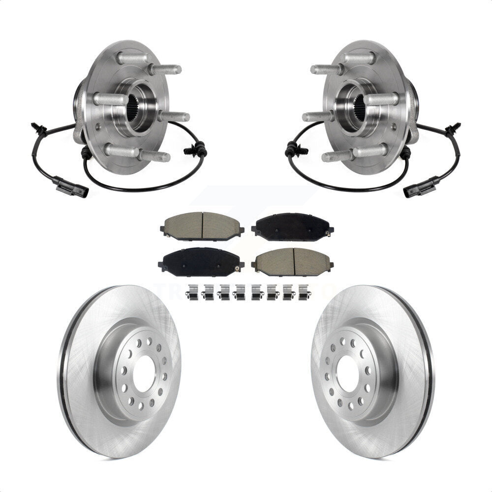 Hub Bearing Brake Rotor & Pads Front Kit For Ram 1500 Without 22" Factory Wheels