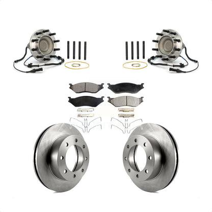 Hub Bearing Brake Rotor Pads Front Kit For 2005-2009 Ford F-450 Super Duty 4 X 2