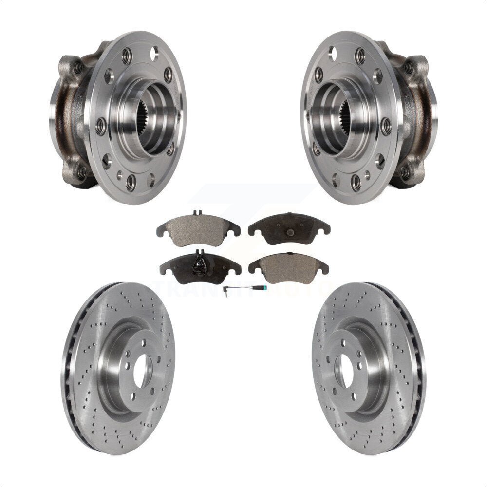 Hub Bearing Assembly Brake Rotor & Pad Front Kit For 2017 Mercedes-Benz E400 AWD