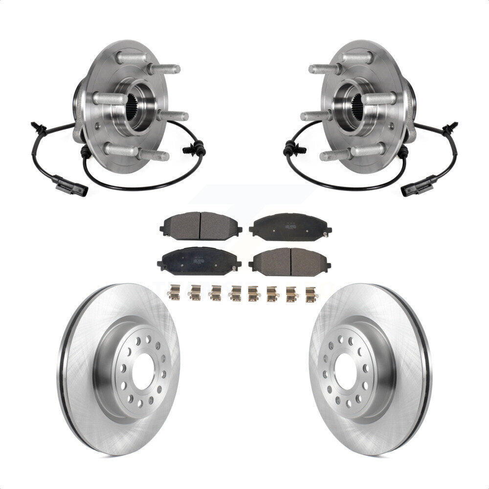 Hub Bearing Brake Rotor & Pads Front Kit For Ram 1500 Without 22" Factory Wheels