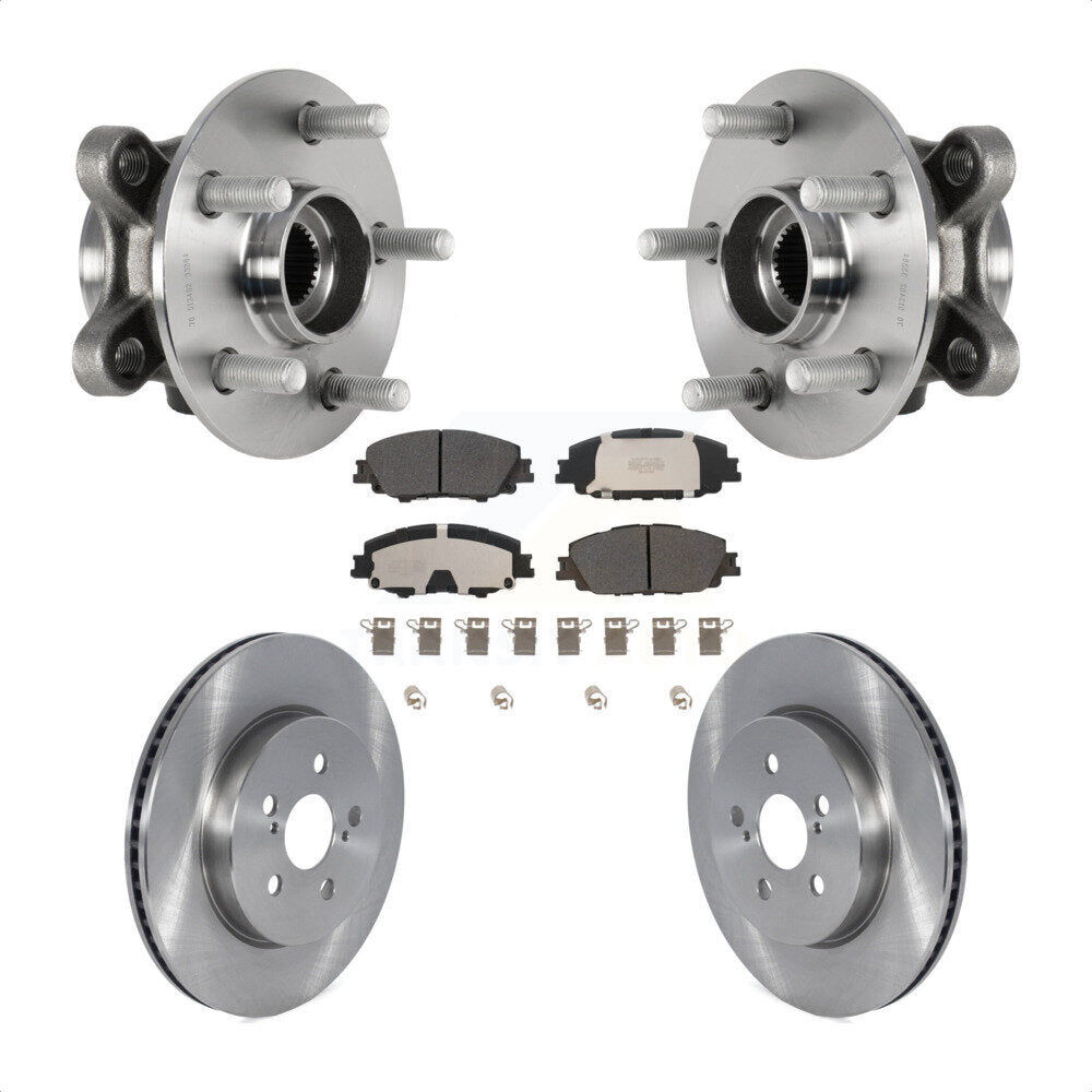 Hub Bearing Assembly Brake Rotor & Pads Front Kit For Toyota Corolla Prius Prime