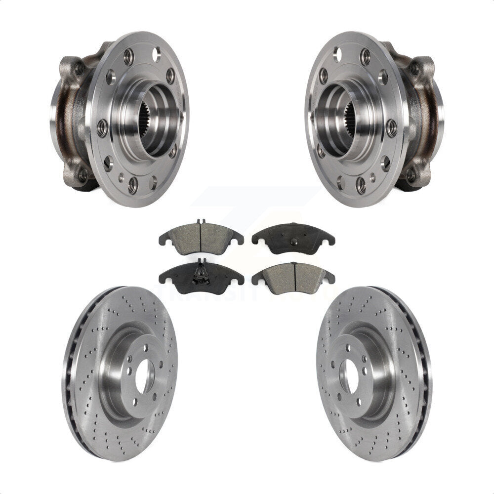 Hub Bearing Assembly Brake Rotor & Pad Front Kit For 2017 Mercedes-Benz E400 AWD