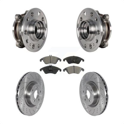 Hub Bearing Assembly Brake Rotor & Pad Front Kit For 2017 Mercedes-Benz E400 AWD