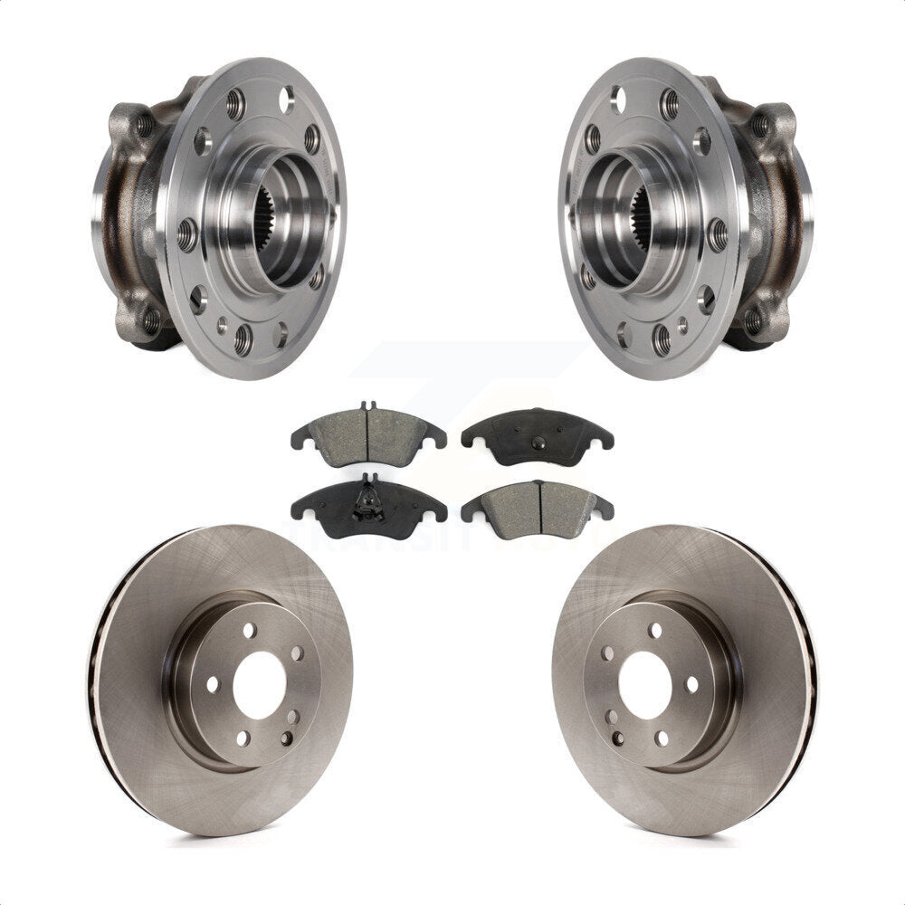 Hub Bearing Assembly Brake Rotor & Pad Front Kit For 2017 Mercedes-Benz E400 AWD