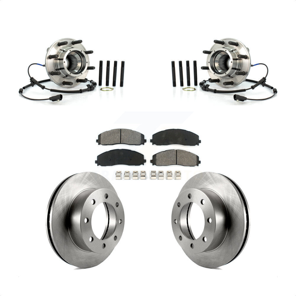 Hub Bearing Disc Brake Rotor & Pads Front Kit For 2013 Ford F-250 Super Duty 4WD
