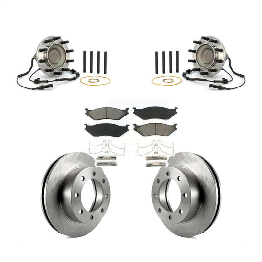 Hub Bearing Brake Rotor Pads Front Kit For 2005-2009 Ford F-450 Super Duty 4 X 2