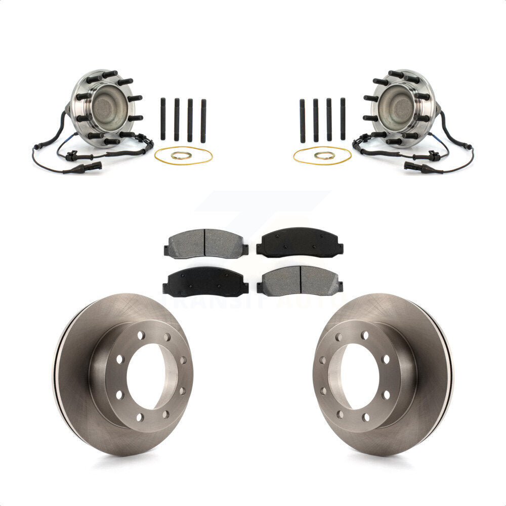 Hub Bearing Assembly Disc Brake Rotor & Pads Front Kit For Ford F-450 Super Duty