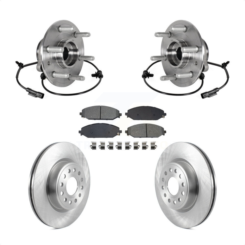 Hub Bearing Brake Rotor & Pads Front Kit For Ram 1500 Without 22" Factory Wheels