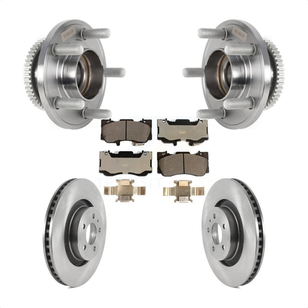 Hub Bearing Assembly Disc Brake Rotor And Ceramic Pad Front Kit For Ford Mustang
