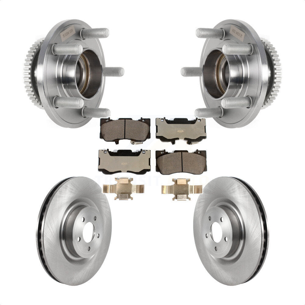 Hub Bearing Assembly Disc Brake Rotor And Ceramic Pad Front Kit For Ford Mustang