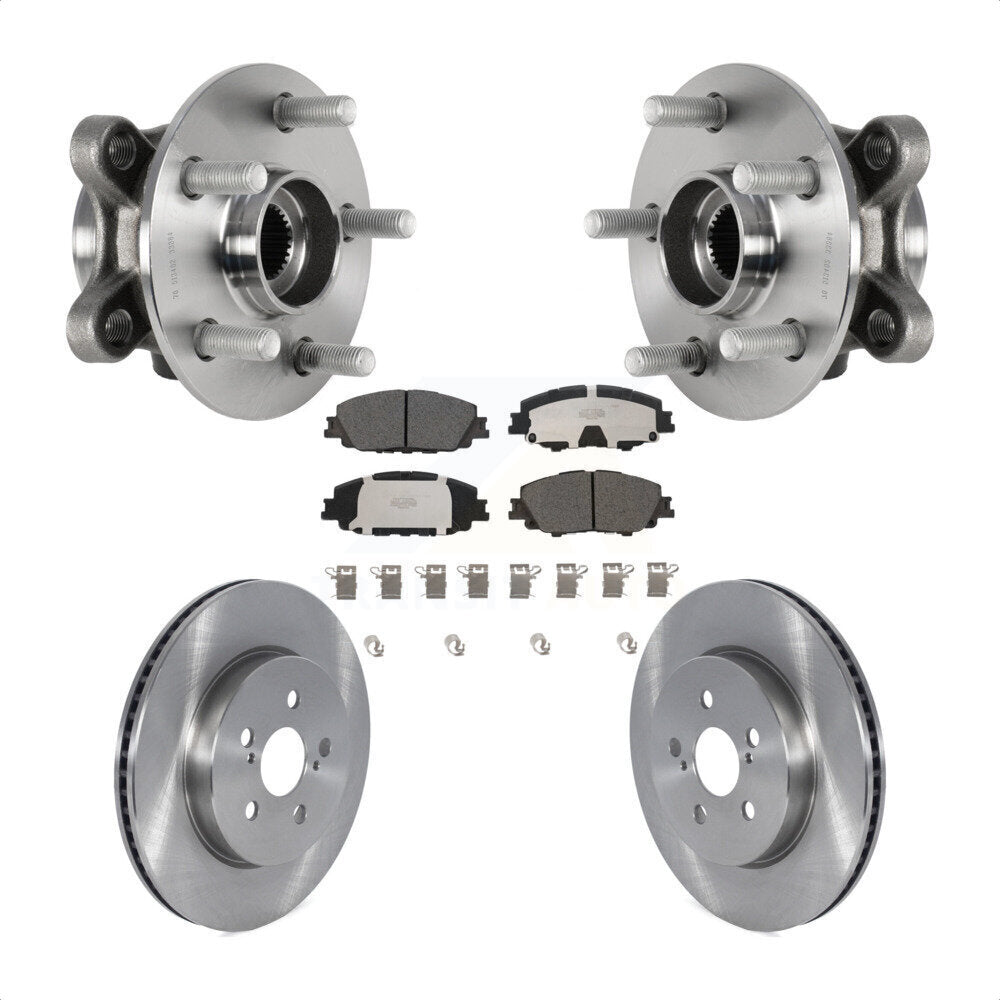 Hub Bearing Assembly Brake Rotor & Pads Front Kit For Toyota Corolla Prius Prime