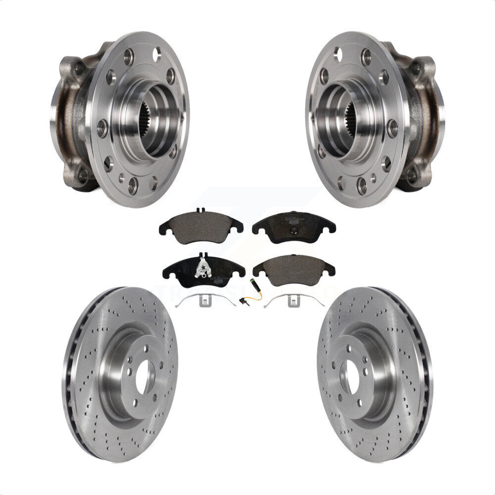 Hub Bearing Assembly Brake Rotor & Pad Front Kit For 2017 Mercedes-Benz E400 AWD
