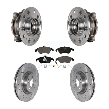 Hub Bearing Assembly Brake Rotor & Pad Front Kit For 2017 Mercedes-Benz E400 AWD