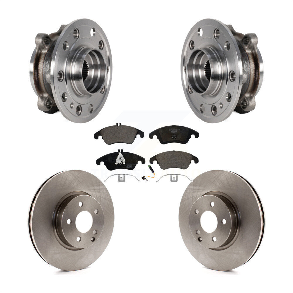 Hub Bearing Assembly Brake Rotor & Pad Front Kit For 2017 Mercedes-Benz E400 AWD