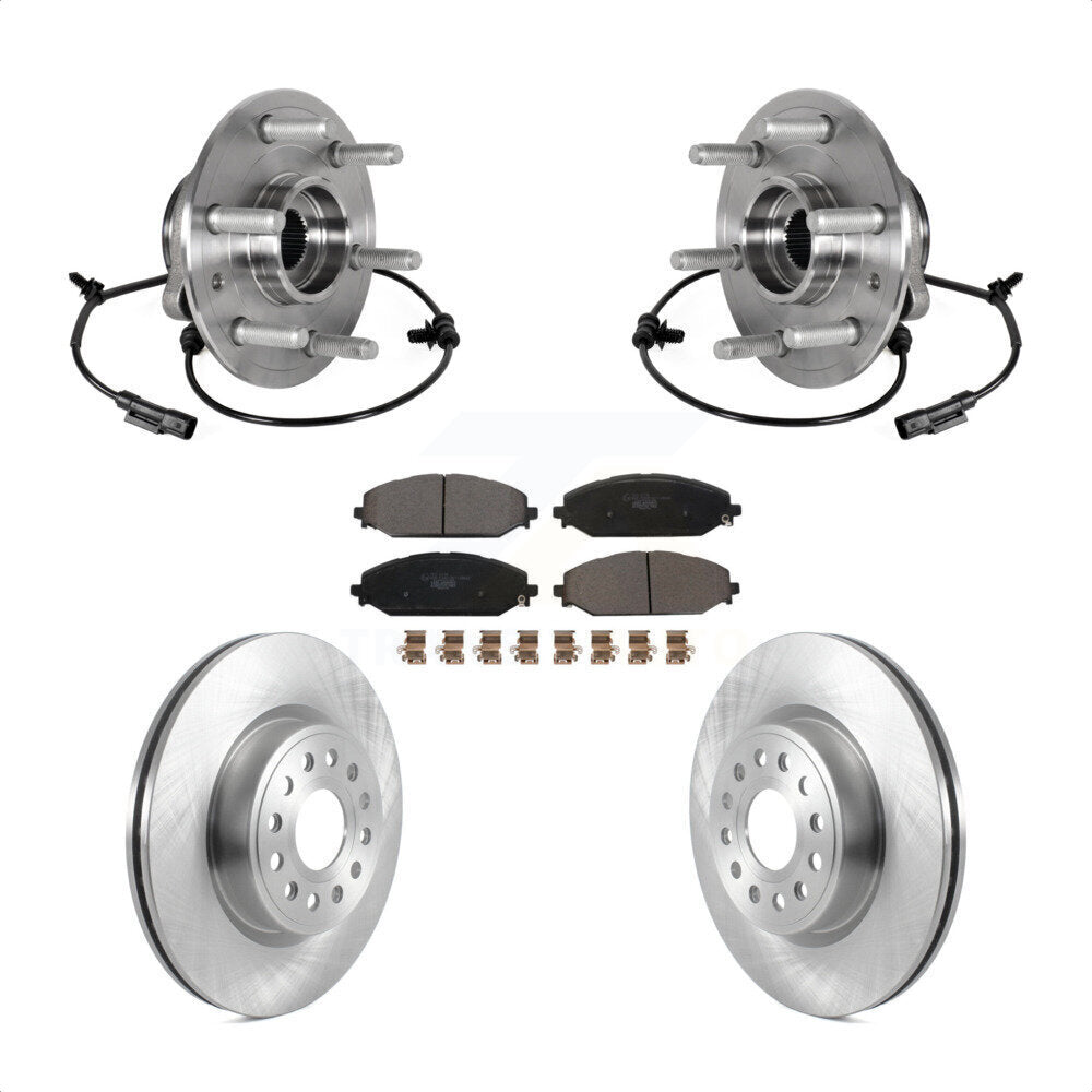 Hub Bearing Brake Rotor & Pads Front Kit For Ram 1500 Without 22" Factory Wheels