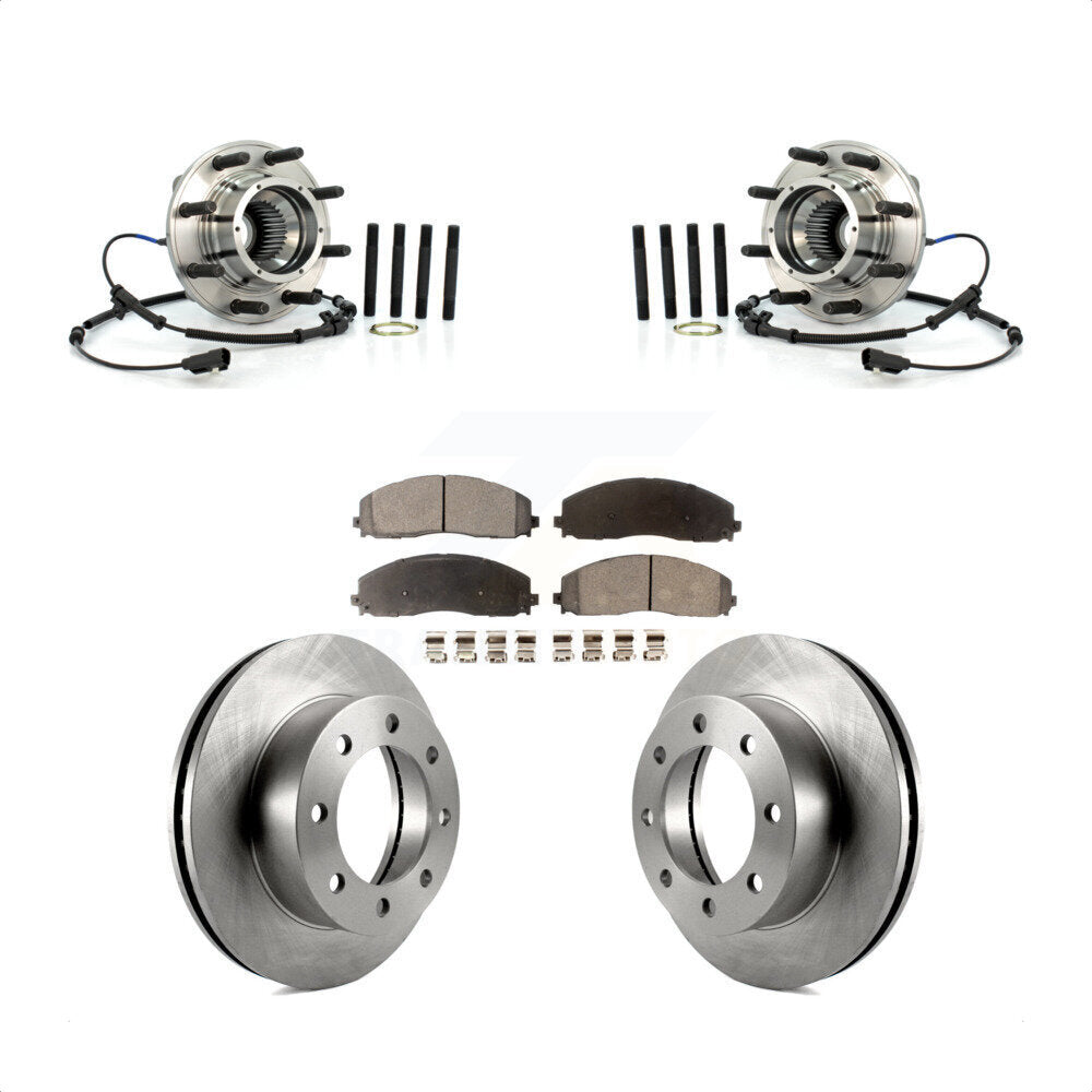 Hub Bearing Disc Brake Rotor & Pads Front Kit For 2013 Ford F-250 Super Duty 4WD