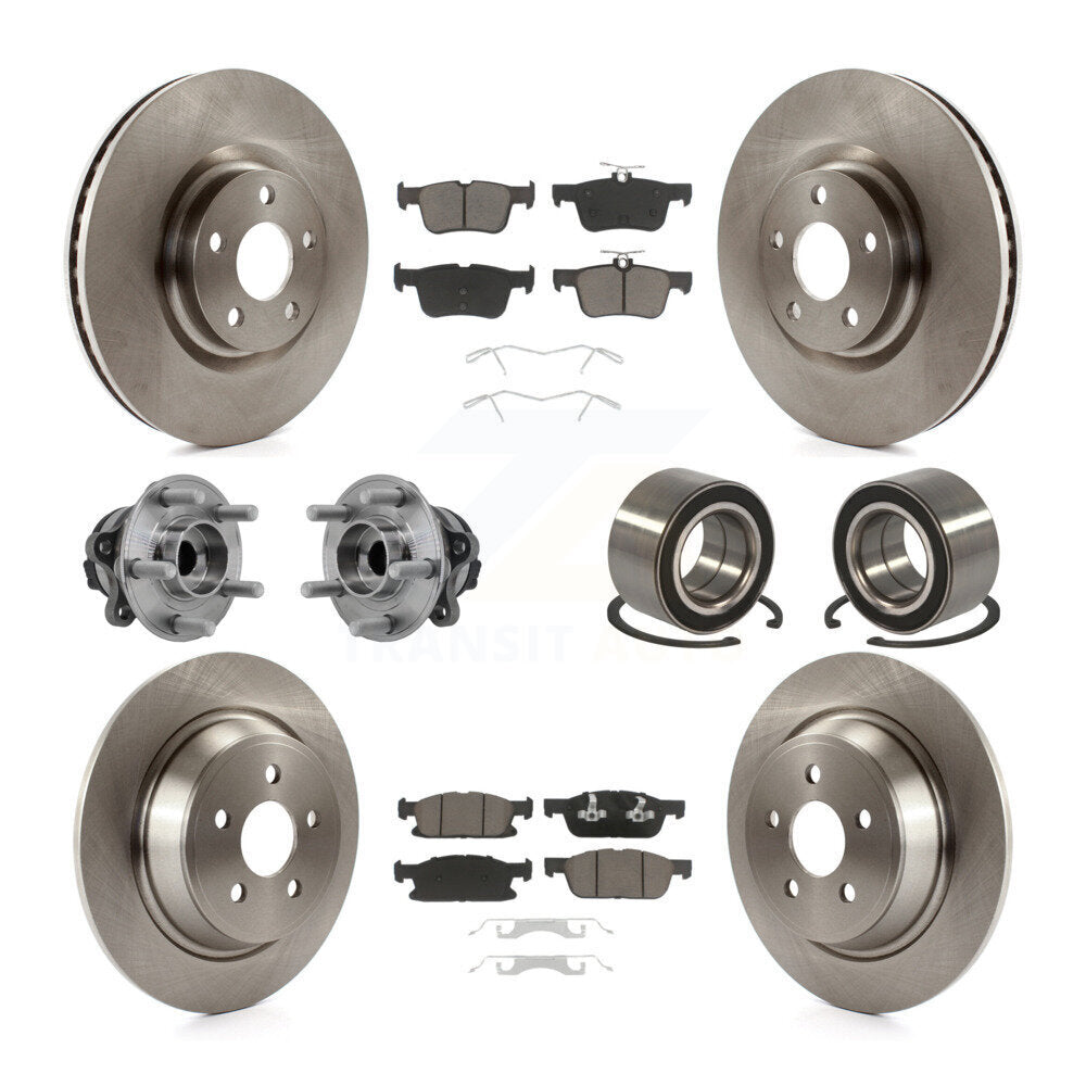 Hub Bearing Disc Brake Rotor & Pads Front Rear Kit (10Pc) For 2015 Ford Edge FWD