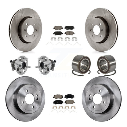 Hub Bearing Brake Rotor And Pad Front Rear Kit (10Pc) For Kia Rio Hyundai Accent