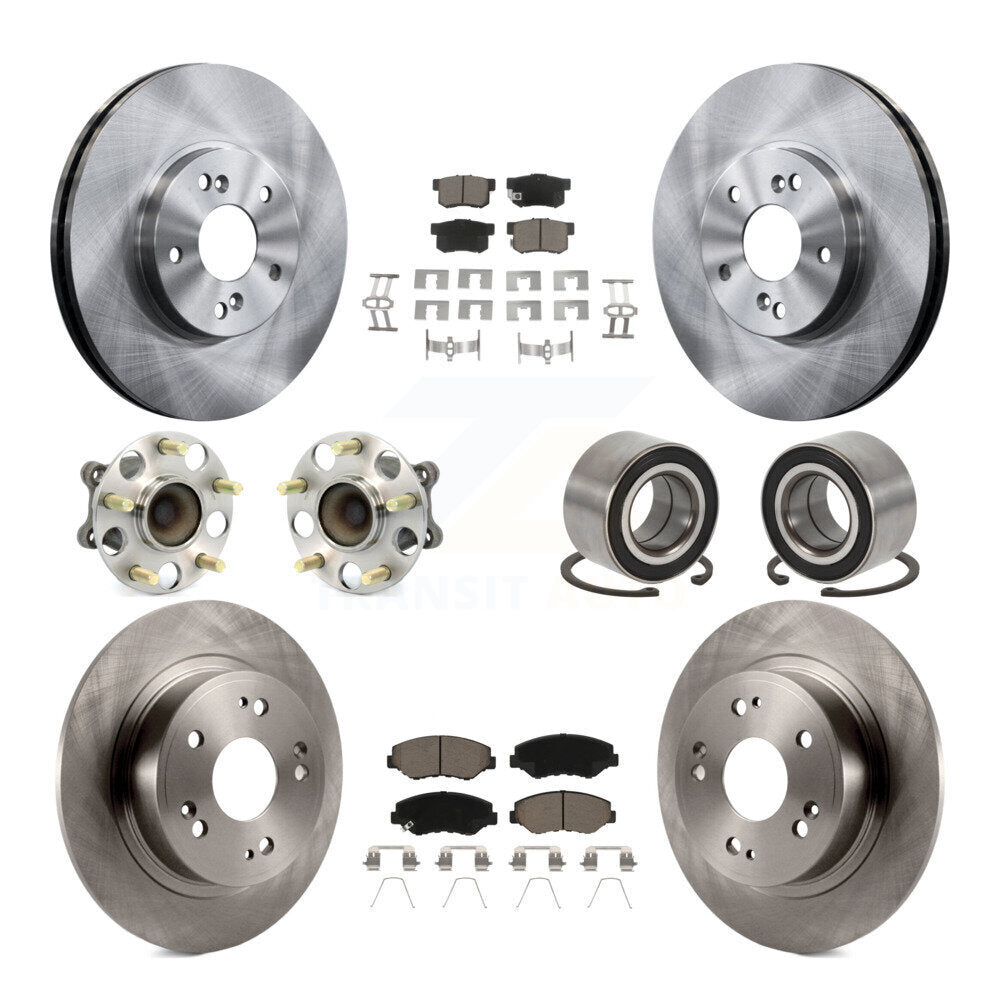 Hub Bearings Disc Brake Rotors And Pads Front Rear Kit (10Pc) For Honda Accord