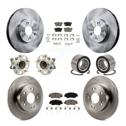 Hub Bearings Disc Brake Rotors And Pads Front Rear Kit (10Pc) For Honda Accord