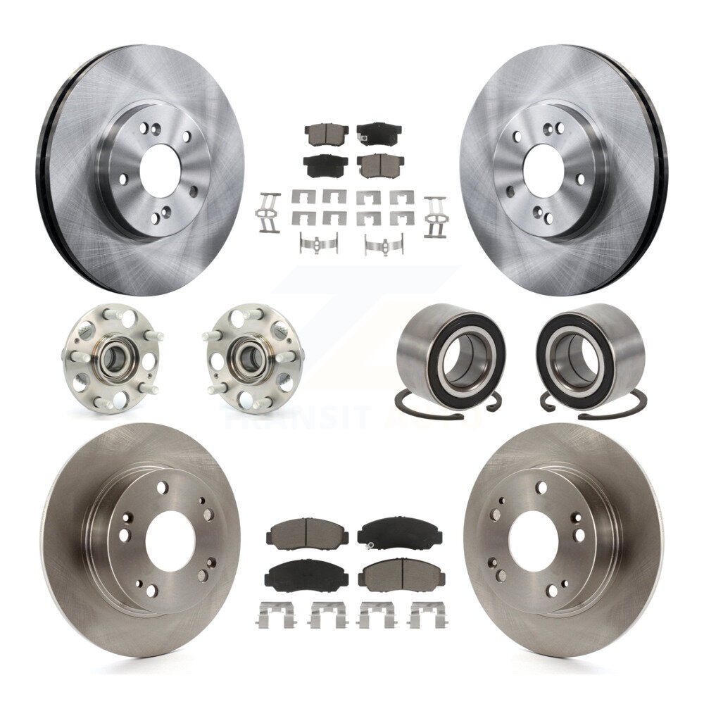 Hub Bearings Disc Brake Rotors And Pads Front Rear Kit (10Pc) For Honda Accord