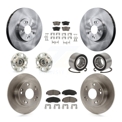 Hub Bearings Disc Brake Rotors And Pads Front Rear Kit (10Pc) For Honda Accord