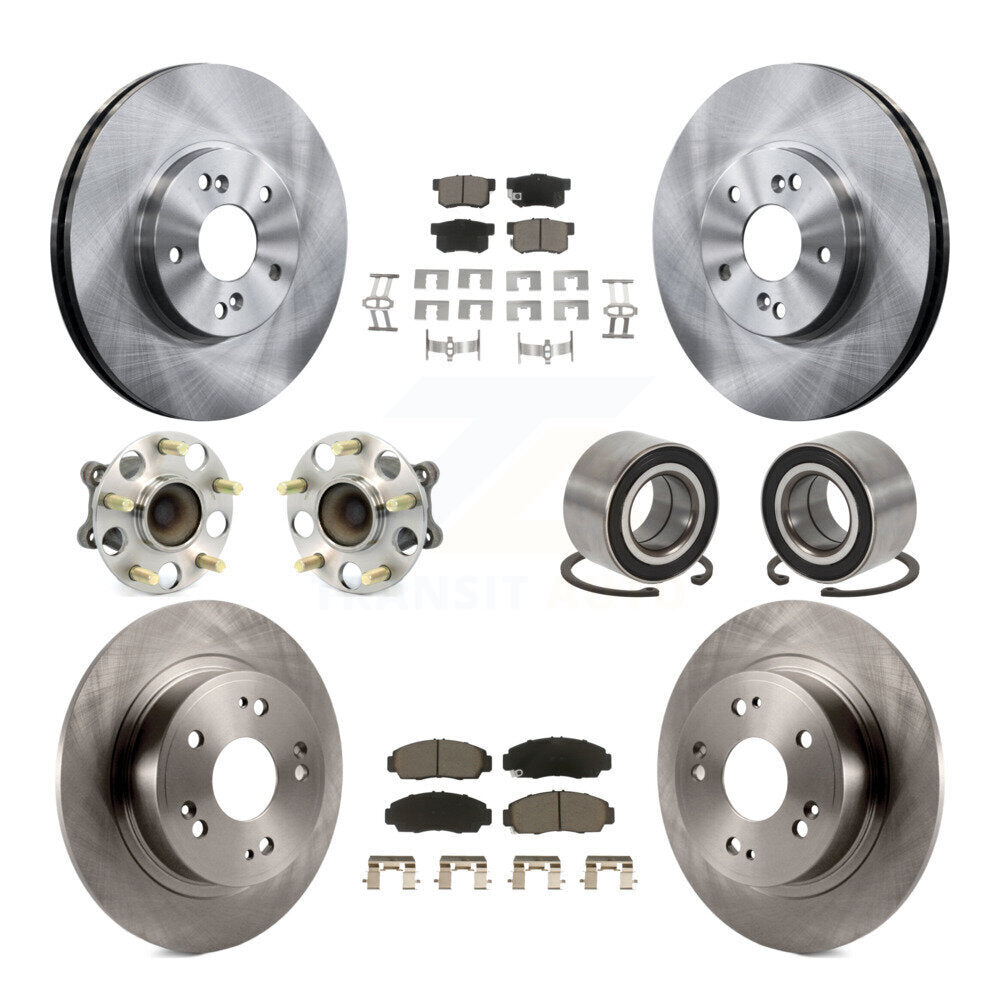 Hub Bearings Disc Brake Rotors And Pads Front Rear Kit (10Pc) For Honda Accord
