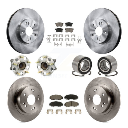 Hub Bearings Disc Brake Rotors And Pads Front Rear Kit (10Pc) For Honda Accord