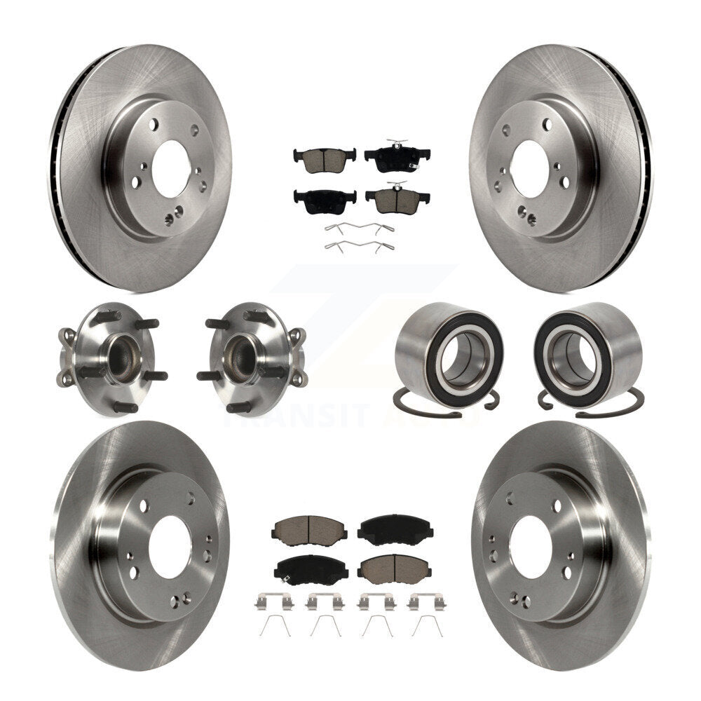 Wheel Hub Bearing Disc Brake Rotor And Pad Front Rear Kit (10Pc) For Honda Civic