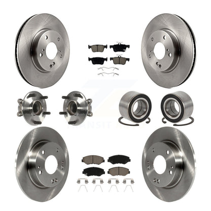 Wheel Hub Bearing Disc Brake Rotor And Pad Front Rear Kit (10Pc) For Honda Civic