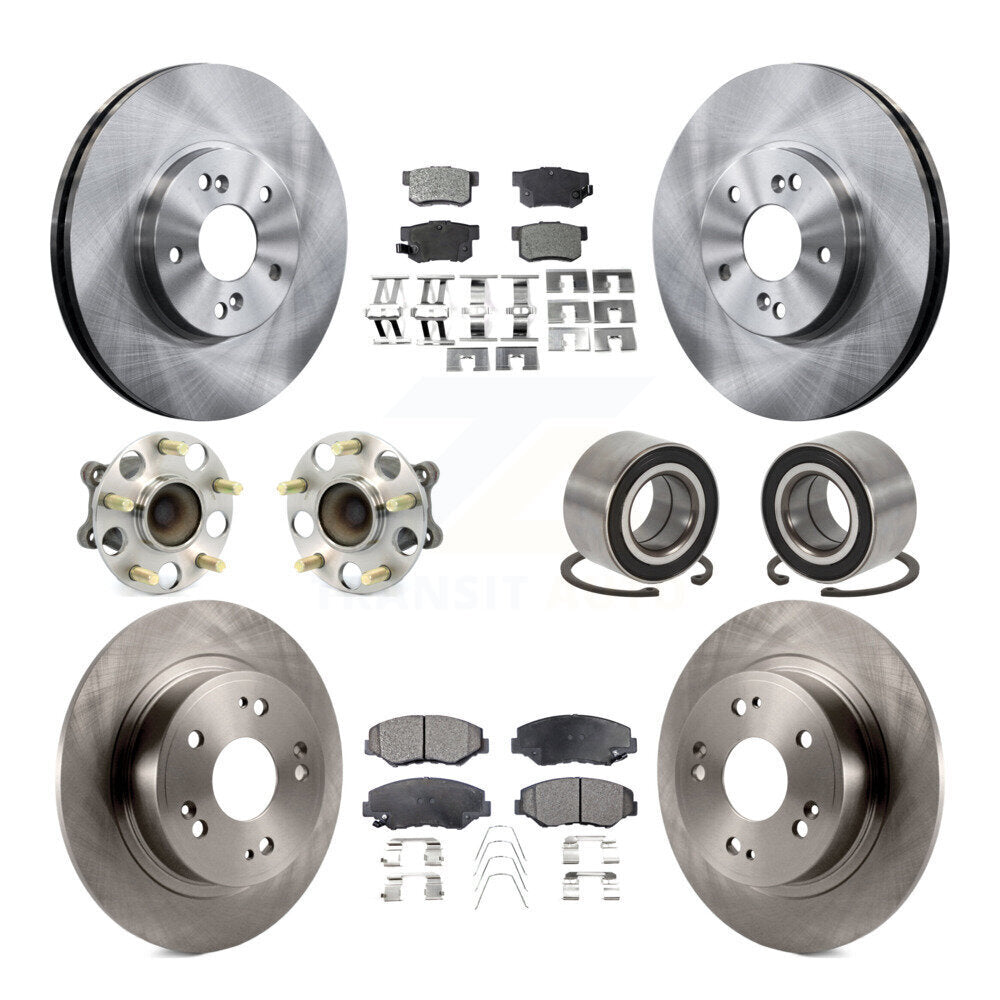 Hub Bearings Disc Brake Rotors And Pads Front Rear Kit (10Pc) For Honda Accord