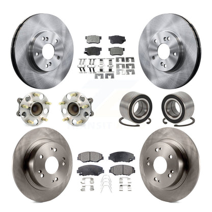 Hub Bearings Disc Brake Rotors And Pads Front Rear Kit (10Pc) For Honda Accord