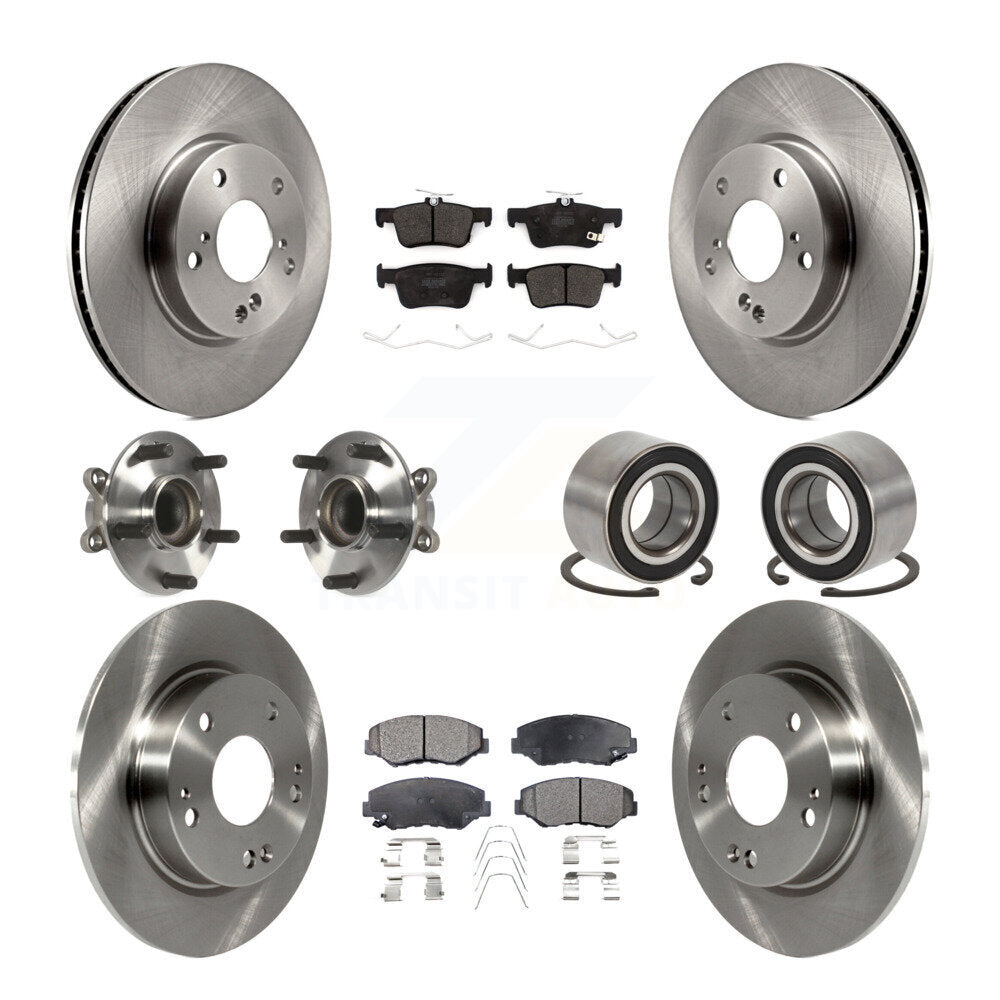 Wheel Hub Bearing Disc Brake Rotor And Pad Front Rear Kit (10Pc) For Honda Civic