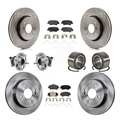 Hub Bearing Brake Rotor And Pad Front Rear Kit (10Pc) For Kia Rio Hyundai Accent