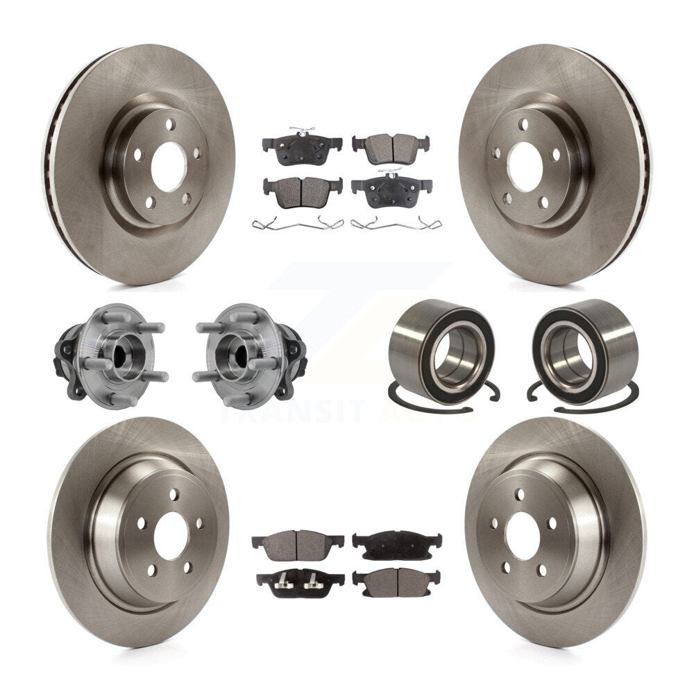 Hub Bearing Disc Brake Rotor & Pads Front Rear Kit (10Pc) For 2015 Ford Edge FWD