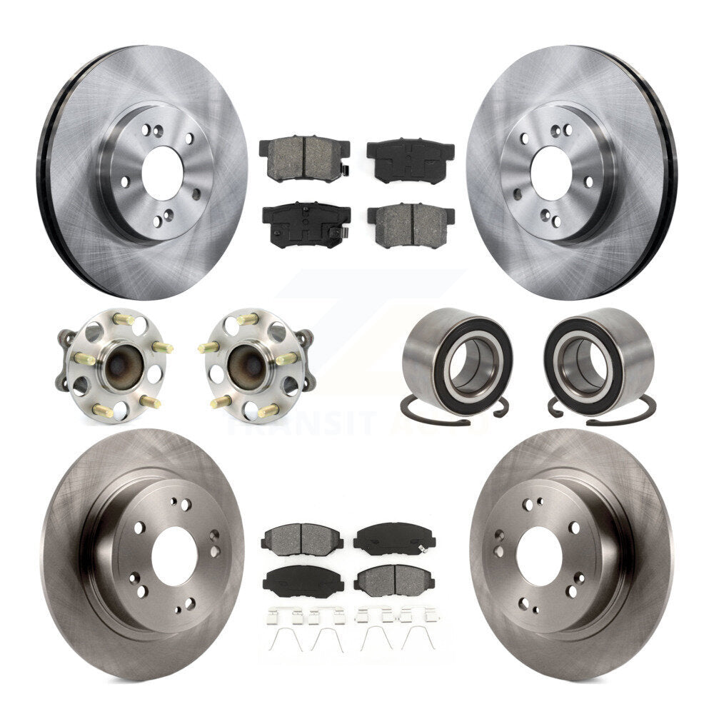 Hub Bearings Disc Brake Rotors And Pads Front Rear Kit (10Pc) For Honda Accord
