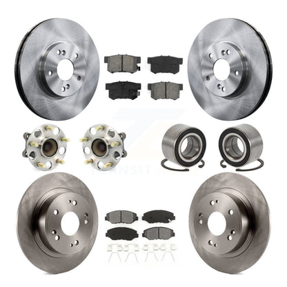 Hub Bearings Disc Brake Rotors And Pads Front Rear Kit (10Pc) For Honda Accord