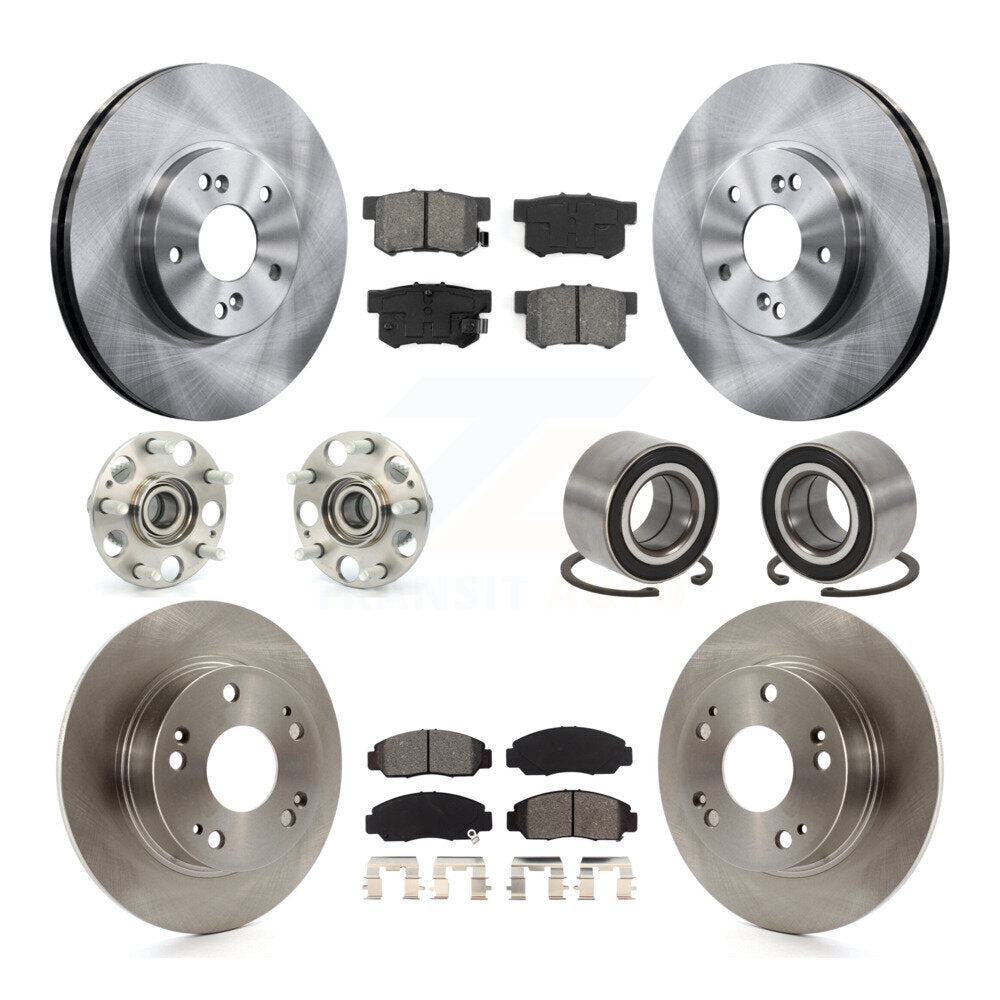 Hub Bearings Disc Brake Rotors And Pads Front Rear Kit (10Pc) For Honda Accord