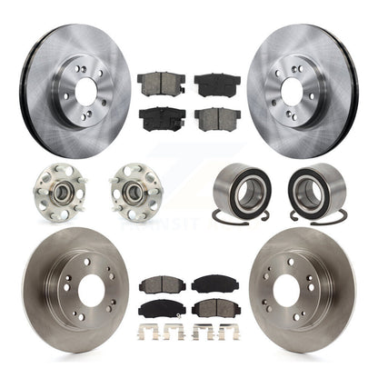 Hub Bearings Disc Brake Rotors And Pads Front Rear Kit (10Pc) For Honda Accord