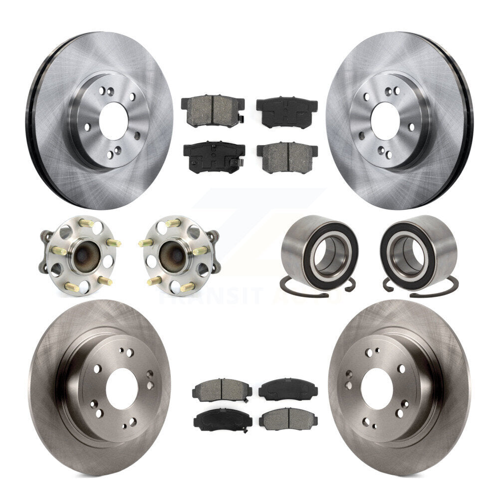 Hub Bearings Disc Brake Rotors And Pads Front Rear Kit (10Pc) For Honda Accord
