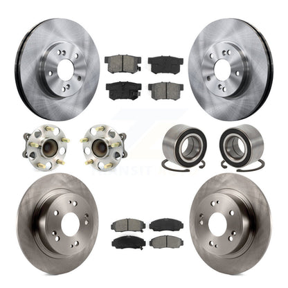 Hub Bearings Disc Brake Rotors And Pads Front Rear Kit (10Pc) For Honda Accord