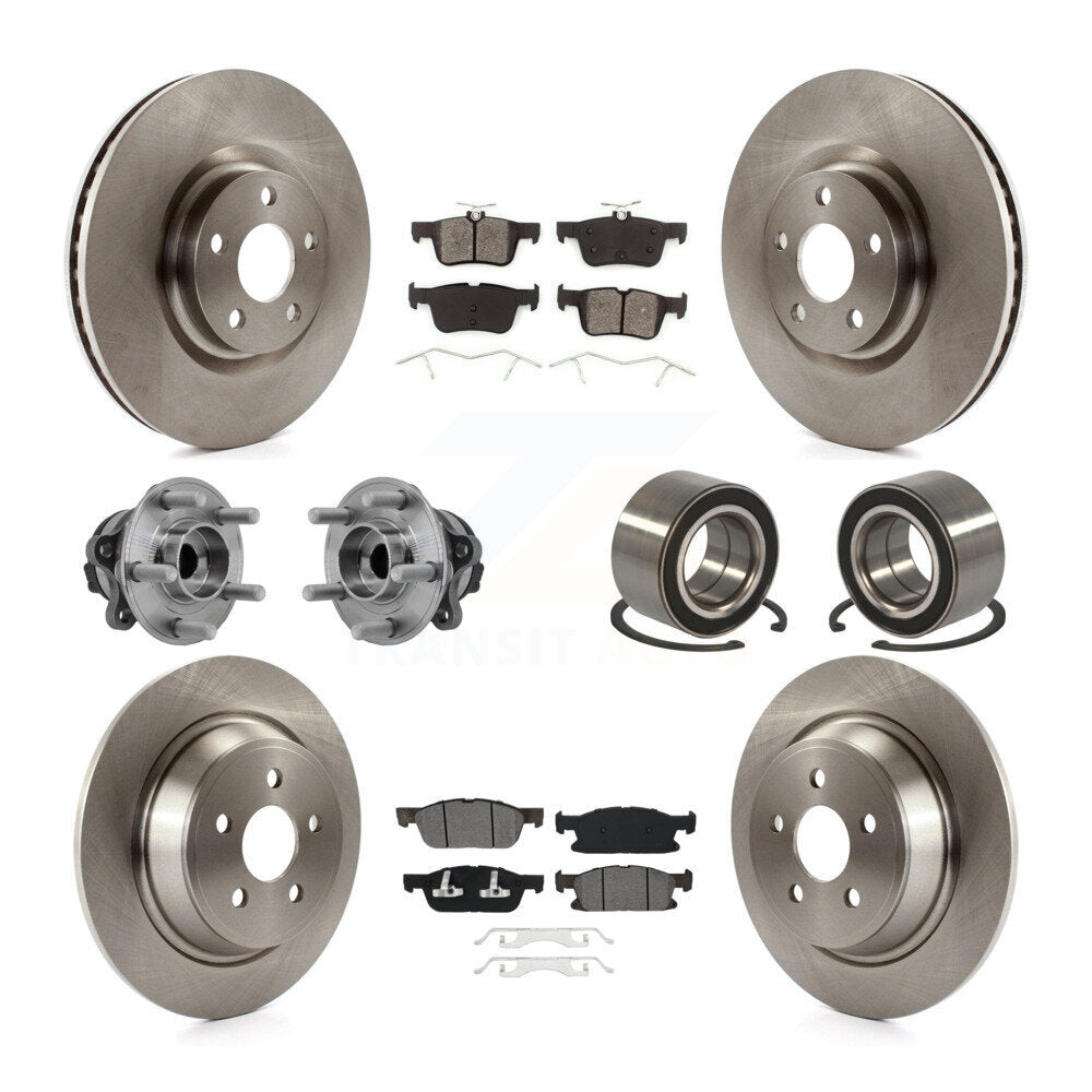 Hub Bearing Disc Brake Rotor & Pads Front Rear Kit (10Pc) For 2015 Ford Edge FWD