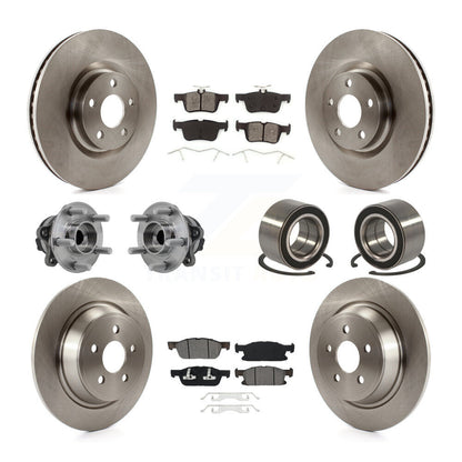 Hub Bearing Disc Brake Rotor & Pads Front Rear Kit (10Pc) For 2015 Ford Edge FWD