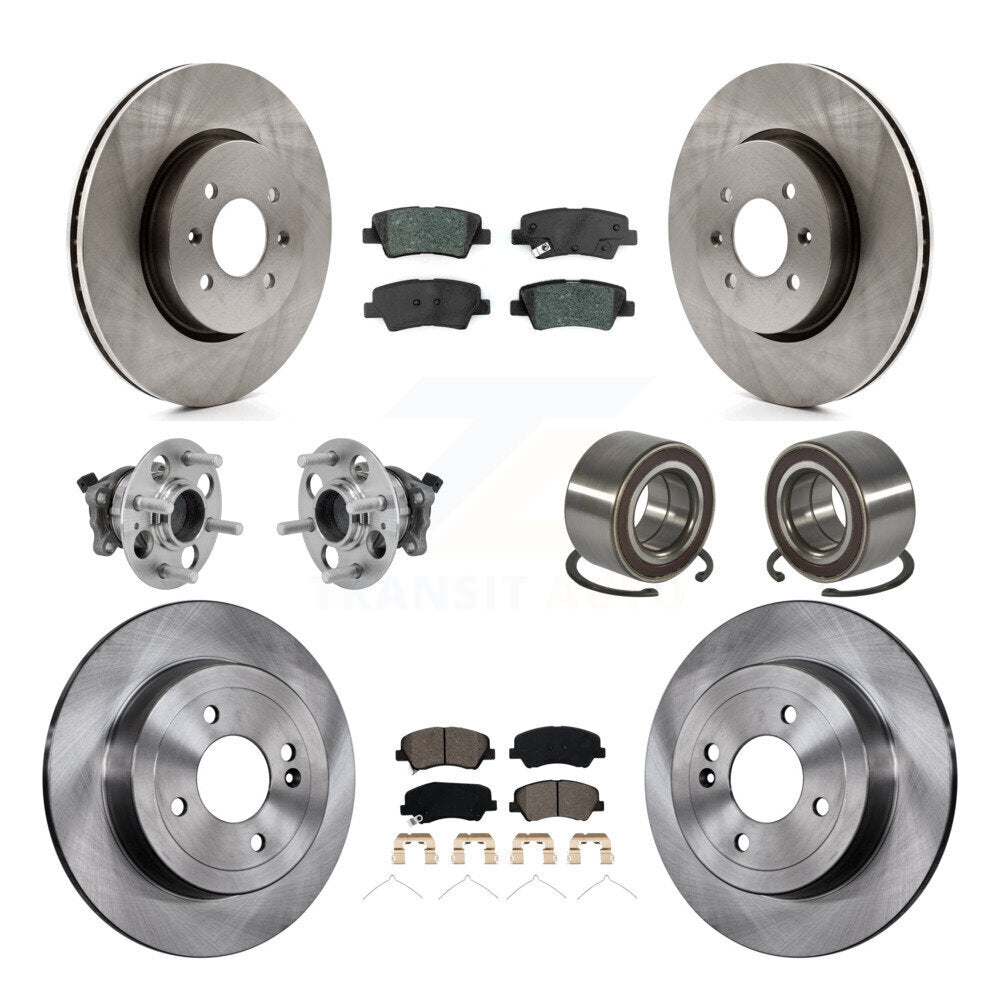 Hub Bearing Brake Rotor And Pad Front Rear Kit (10Pc) For Kia Rio Hyundai Accent