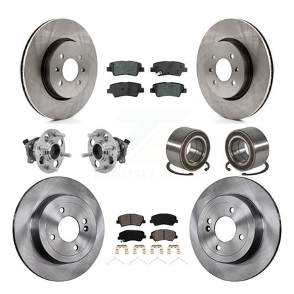 Hub Bearing Brake Rotor And Pad Front Rear Kit (10Pc) For Kia Rio Hyundai Accent