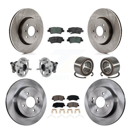 Hub Bearing Brake Rotor And Pad Front Rear Kit (10Pc) For Kia Rio Hyundai Accent
