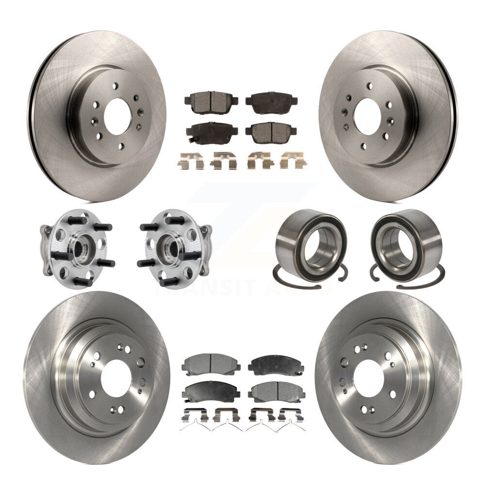Hub Bearing Brake Rotor And Pad Front Rear Kit (10Pc) For 2009-2013 Acura TL AWD