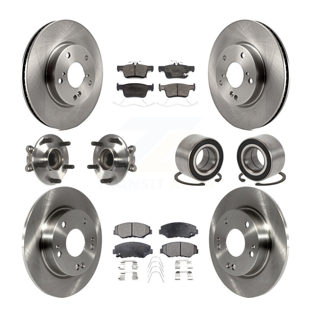 Wheel Hub Bearing Disc Brake Rotor And Pad Front Rear Kit (10Pc) For Honda Civic