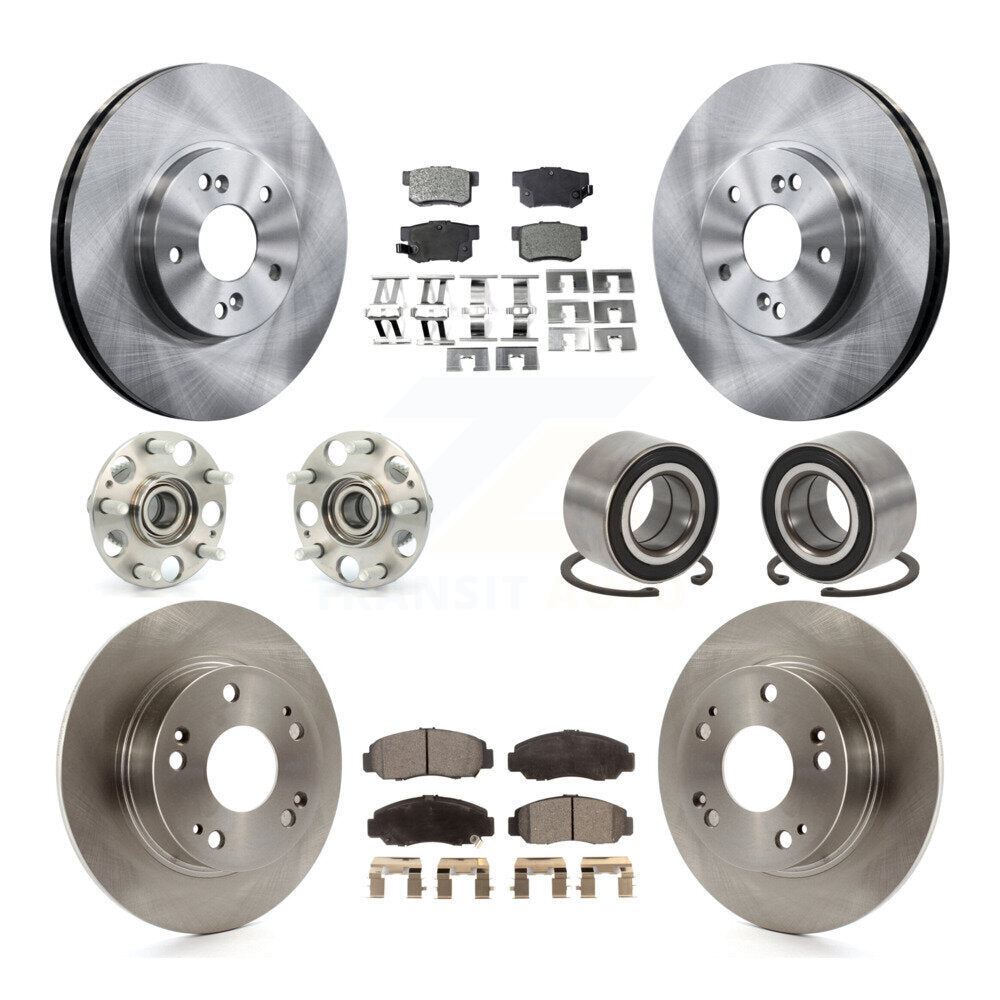 Hub Bearings Disc Brake Rotors And Pads Front Rear Kit (10Pc) For Honda Accord